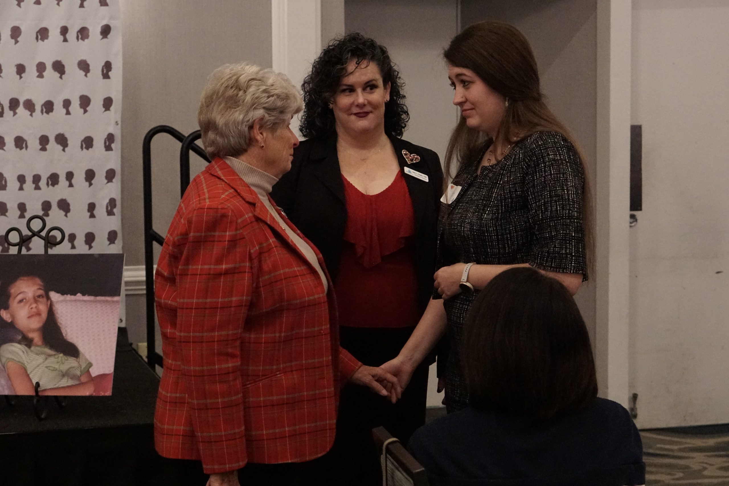 Kendall Wolz, Keynote Speaker talking with Amy Feath, current Executive Director and Gail McGirt TCC Founding Executive Director
